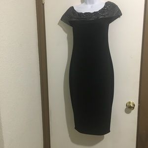 Black midi Bardot dress Size 10